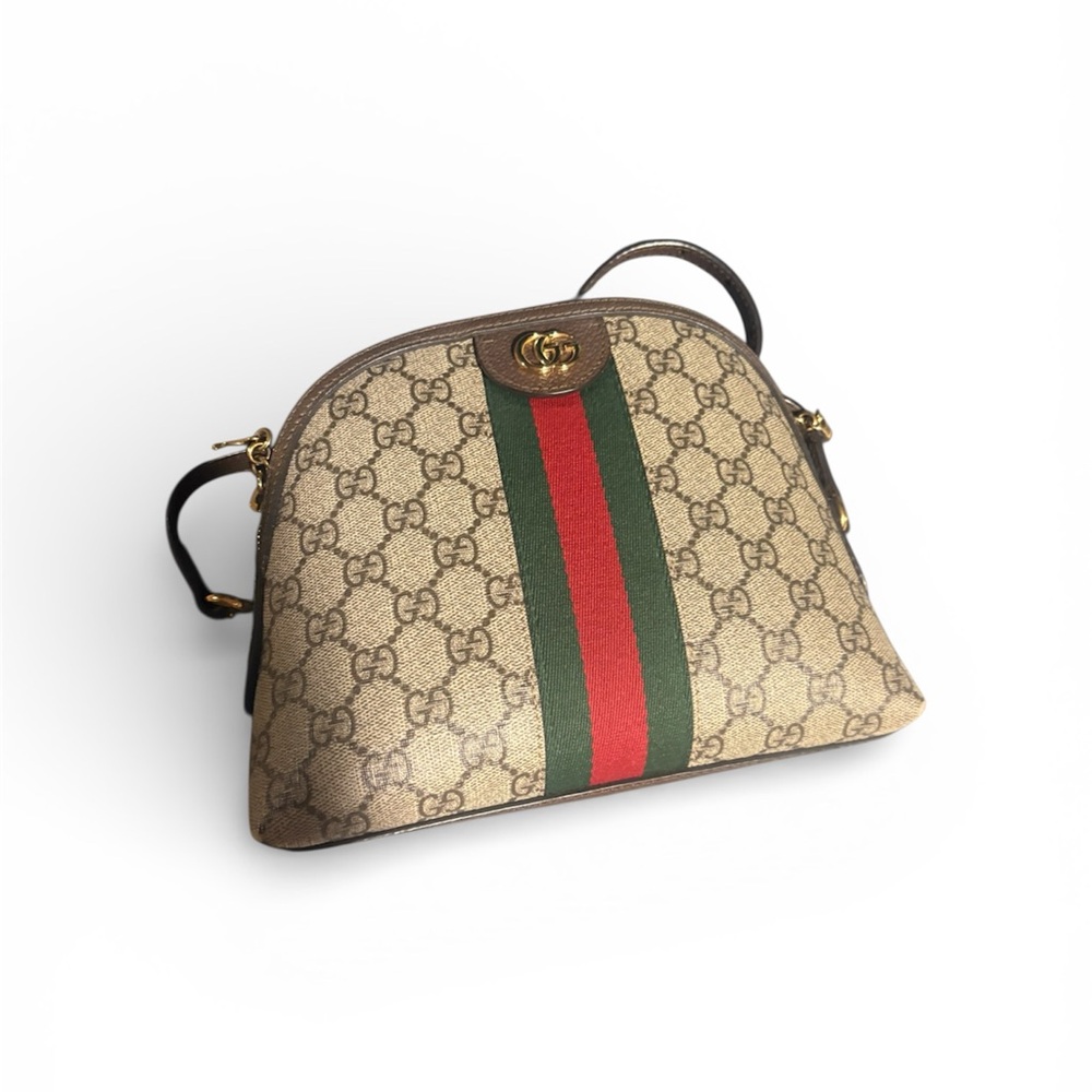 Gucci dome authentic Beige Crossbody Bag with Green and Red Stripe